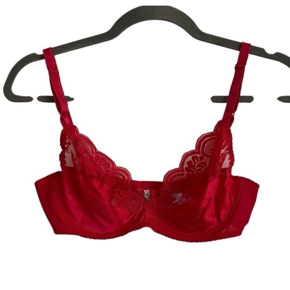 jcpenney Other - Vintage 90s JCPenney Fantasia Red Lace Underwire Bra Size 34C Romantic Lingerie